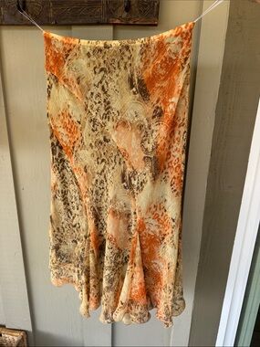 Women's Orange and Cream Animal Print Flowy Skirt